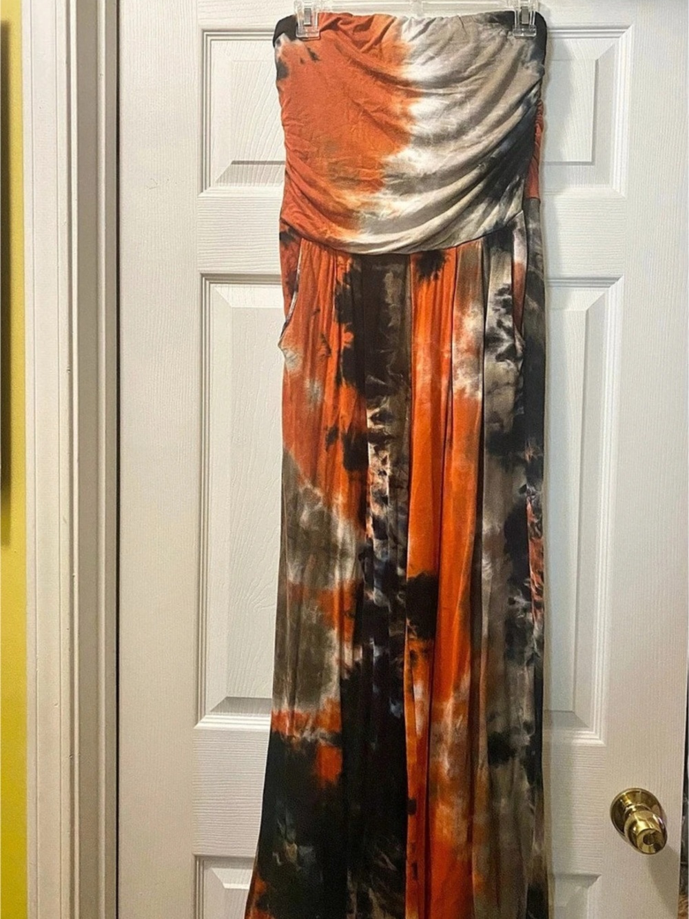 Heart Hips Tie Dye Jumpsuit in Orange & Black, Size Large